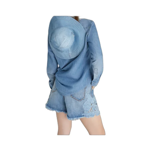 Denim Shirt With Handmade Floral AppliquÉS