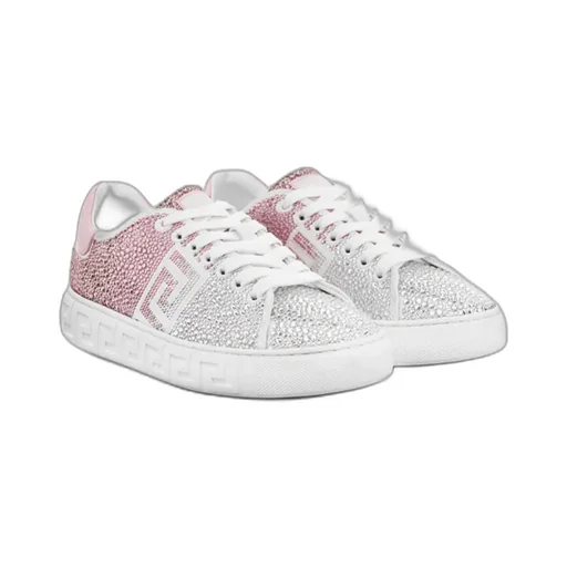 Versace Greca Embellished Lace-Up Sneakers