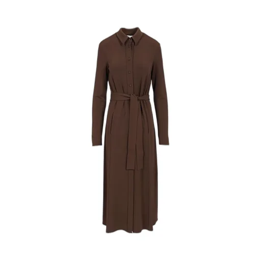 Max Mara Tortona Button Detailed Belted Shirt Dress