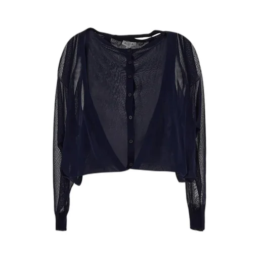 AlaÏA Semi-Sheer Crewneck Cardigan