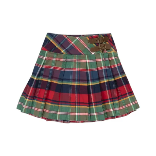 Polo Ralph Lauren Kids Plaid Pleated Twill Wrap Skirt