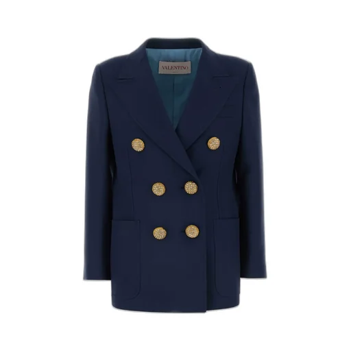 Valentino Double-Breasted Straight Hem Blazer