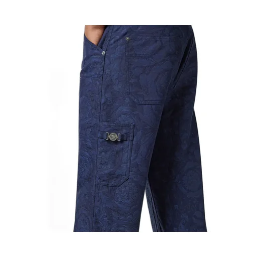 Versace Baroque-Pattern Straight Leg Trousers