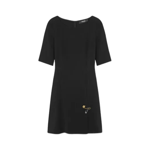 Versace Safety Pin Detailed Half Sleeved Dress