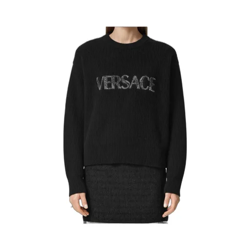 Versace Logo Appliqu Crewneck Jumper