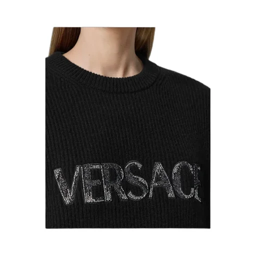 Versace Logo Appliqu Crewneck Jumper