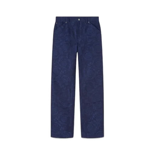 Versace Baroque-Pattern Straight Leg Trousers
