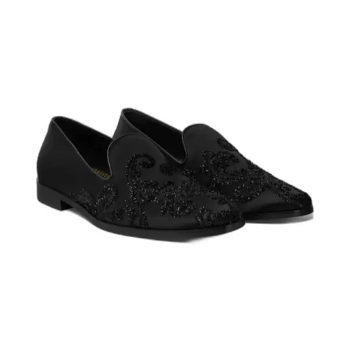 Versace Sequin-Detailed Slip-On Loafers