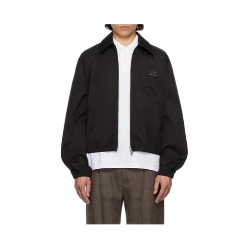 Ami	Paris Logo-Lettering Zip-Up Bomber Jacket