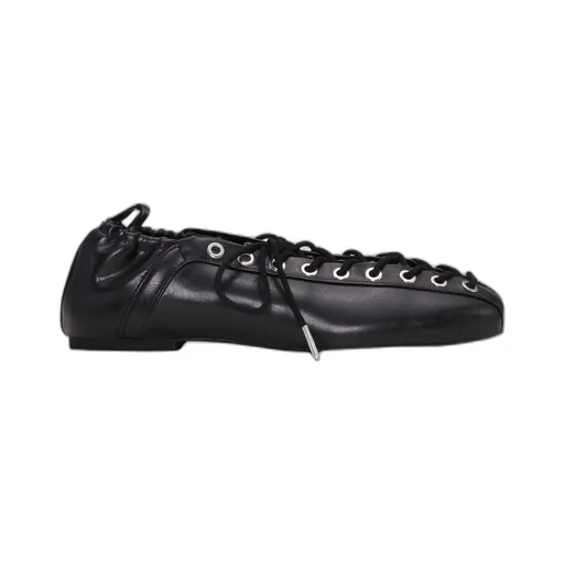 Ganni Square-Toe Lace-Up Balleina Shoes
