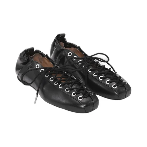 Ganni Square-Toe Lace-Up Balleina Shoes