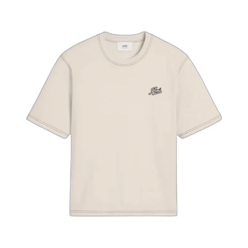 Ami Paris Logo Embroidered Crewneck T-Shirt
