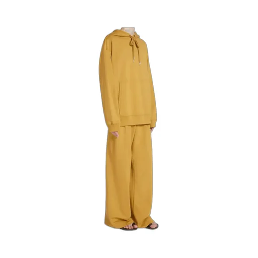 Wide-Leg Pleated Cotton Trousers