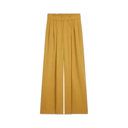 Wide-Leg Pleated Cotton Trousers
