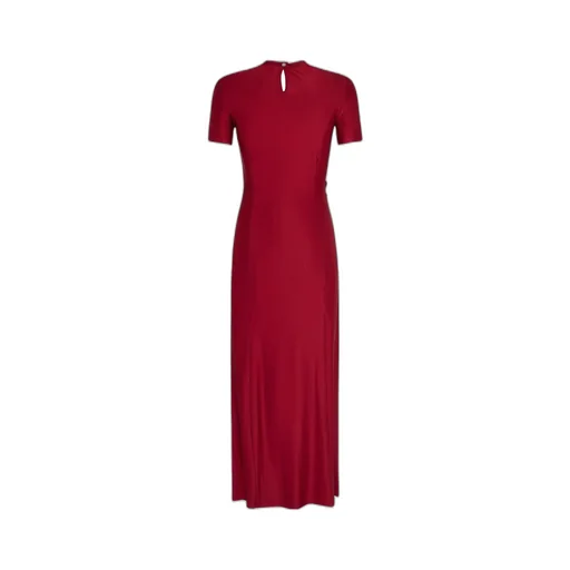 Paco Rabanne Gathered Jersey Crewneck Maxi Dress