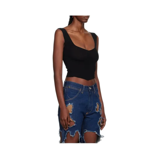 Orb-Embroidered Ribbed Top