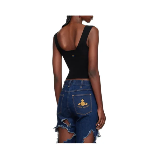 Orb-Embroidered Ribbed Top