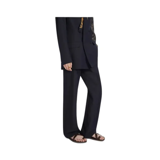Dries Van Noten Pressed Creased Straight-Leg Trousers