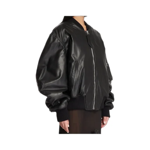 The Attico Leather Bomber Jacket