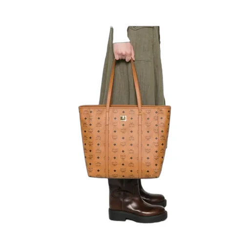 Mcm Allover Logo Printed Tote Bag