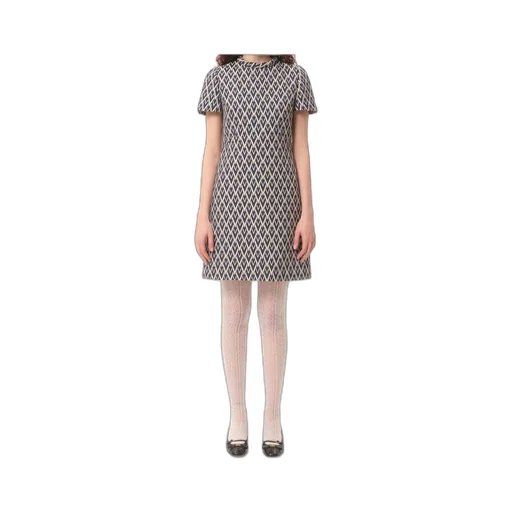 Valentino All-Over Patterned Short-Sleeved Mini Dress