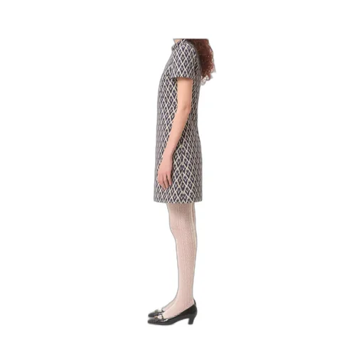 Valentino All-Over Patterned Short-Sleeved Mini Dress