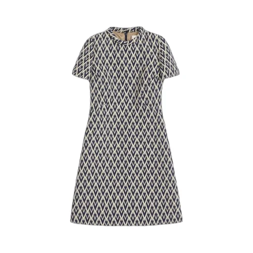 Valentino All-Over Patterned Short-Sleeved Mini Dress