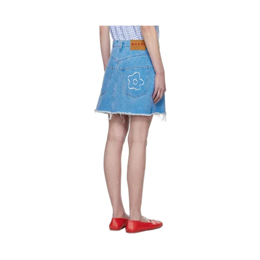 Marni Floral Embroidered Denim Skirt