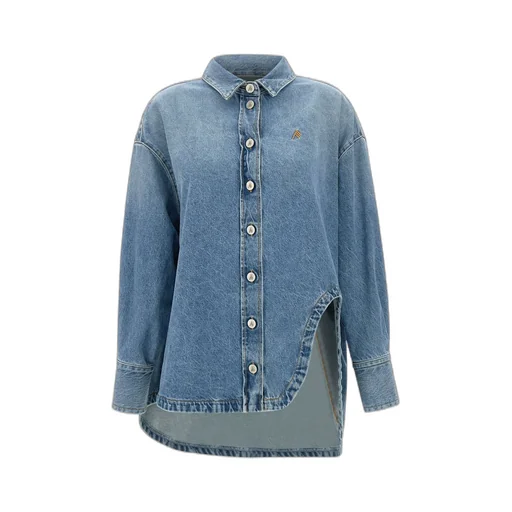 The Attico Logo Embroidered Denim Shirt