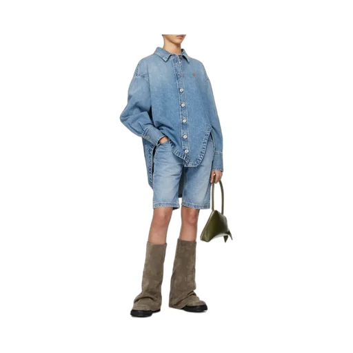 The Attico Logo Embroidered Denim Shirt