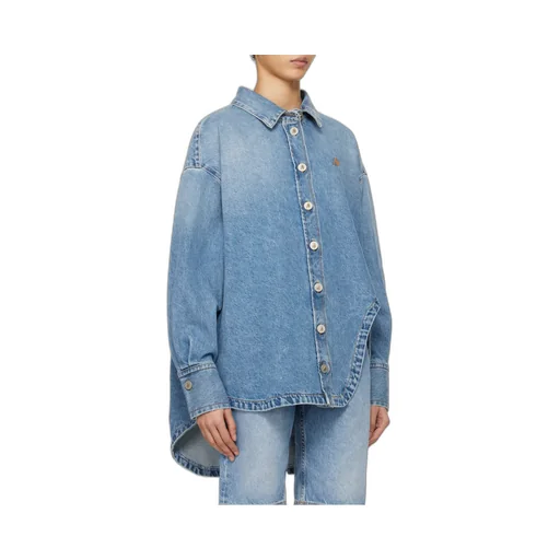 The Attico Logo Embroidered Denim Shirt