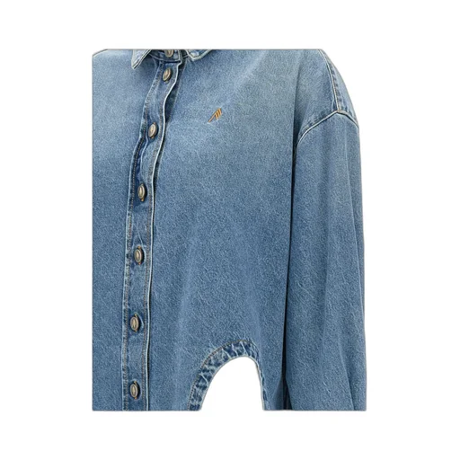 The Attico Logo Embroidered Denim Shirt