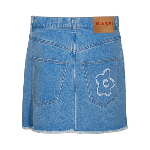 Marni Floral Embroidered Denim Skirt