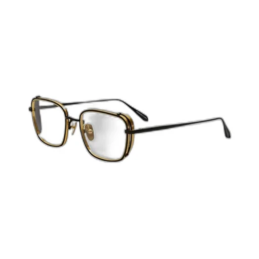 Ofer Rectangular Optical Frame In Matt Nickel And 22K Yellow Gold