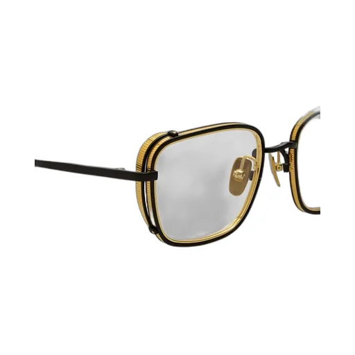 Ofer Rectangular Optical Frame In Matt Nickel And 22K Yellow Gold