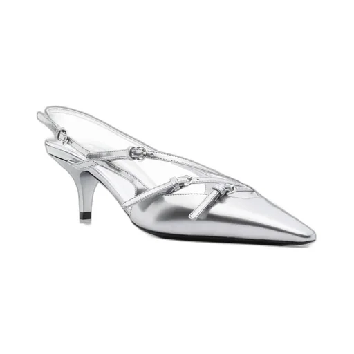 55Mm Leather Buckle Pumps