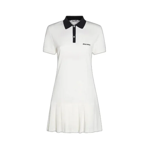 Miu Miu Logo-Embroidered Short-Sleeved Mini Polo Dress