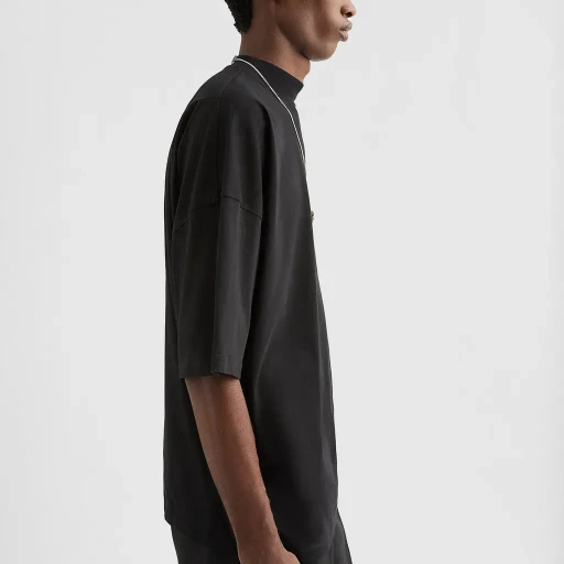 Cotton Mock-Neck T-Shirt