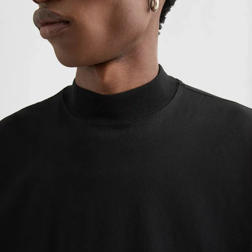 Cotton Mock-Neck T-Shirt