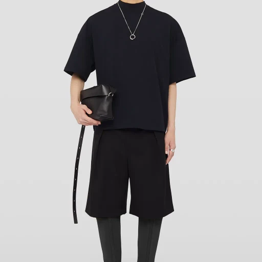 Cotton Mock-Neck T-Shirt