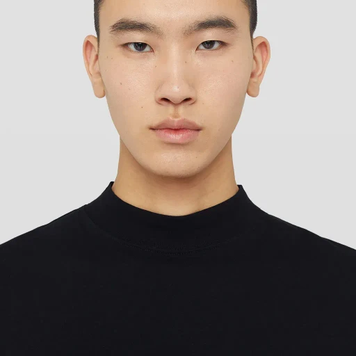 Cotton Mock-Neck T-Shirt