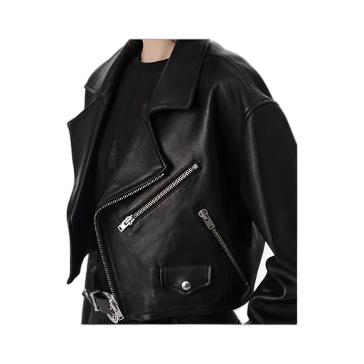 Long-Sleeved Leather Jacket