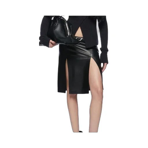 The Attico Leather Midi Skirt