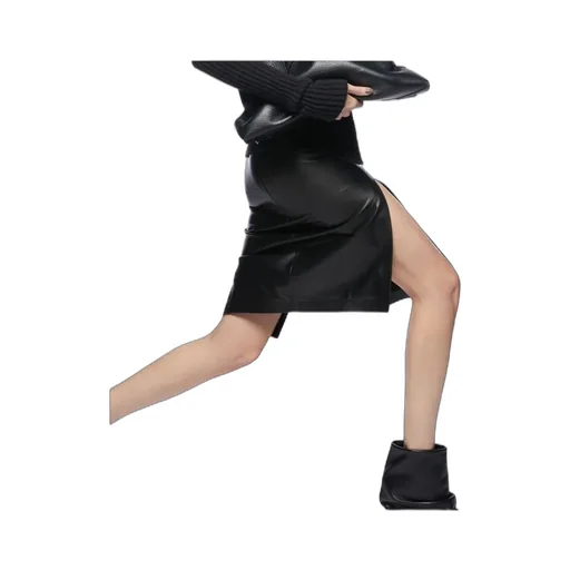The Attico Leather Midi Skirt