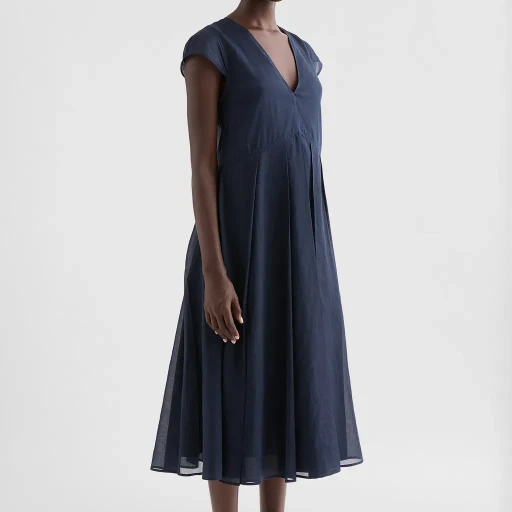 Cotton Organdy Pleated Dress