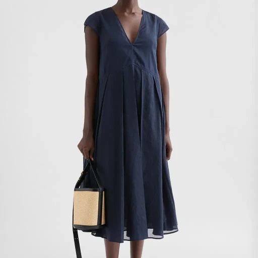 Cotton Organdy Pleated Dress
