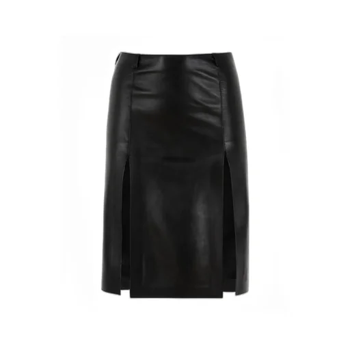 The Attico Leather Midi Skirt