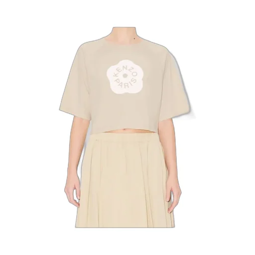 Cropped T-Shirt In Cotton Boke Flower 2.0