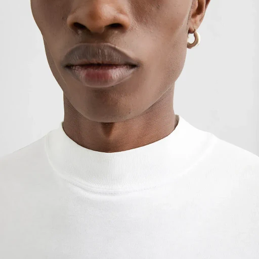 Cotton Mock-Neck T-Shirt