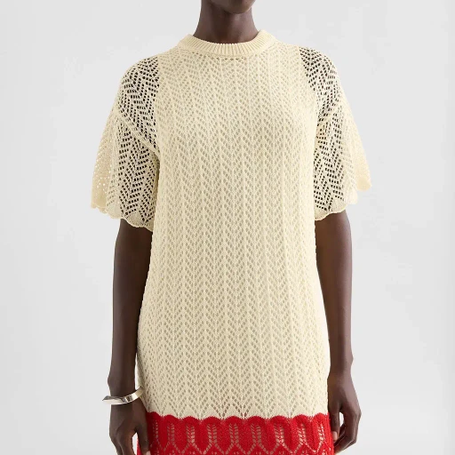 Cotton Pointelle Mini Dress